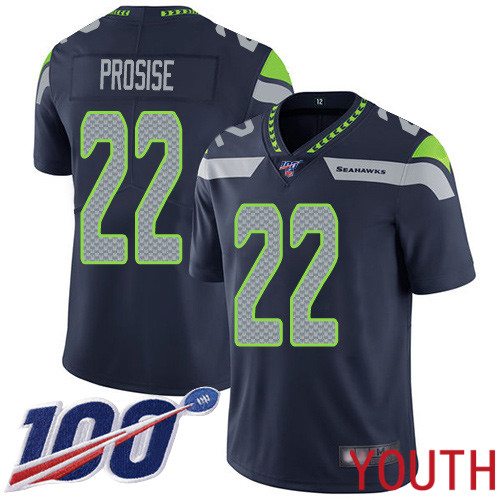 Seattle Seahawks Limited Navy Blue Youth C. J. Prosise Home Jersey NFL Football #22 100th Season Vapor Untouchable